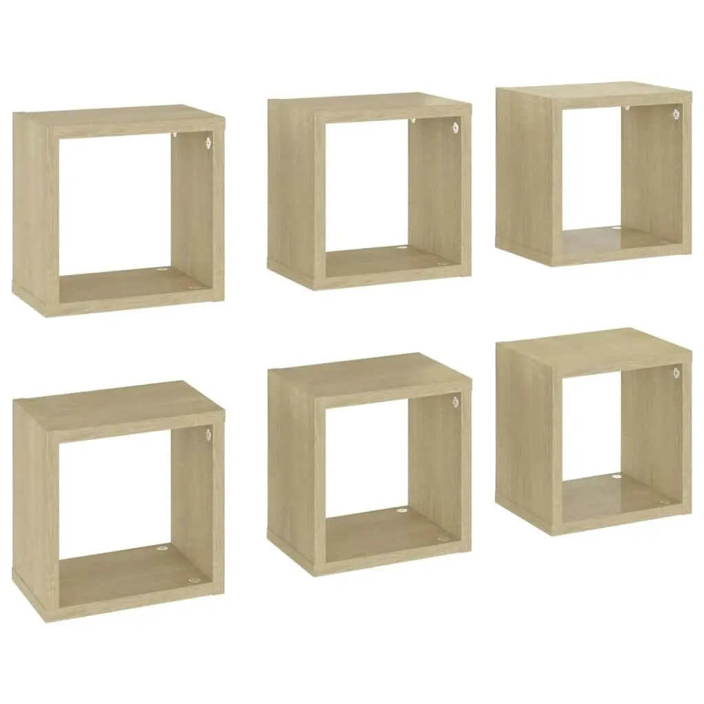 Wall Cube Shelves 6 pcs Sonoma Oak 22x15x22 cm 807063