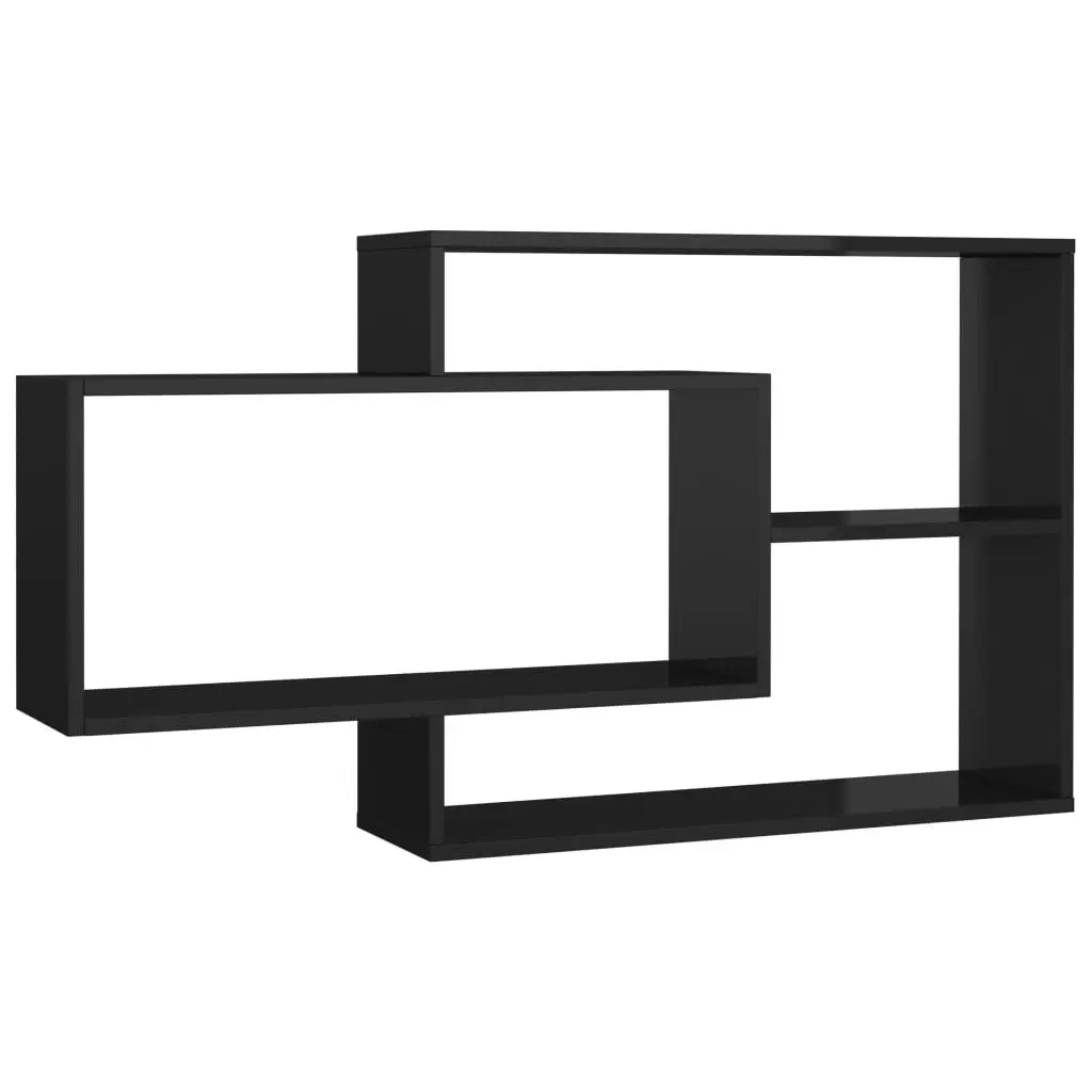 Wall Shelves High Gloss Black 104x20x58.5 cm Engineered Wood 801974