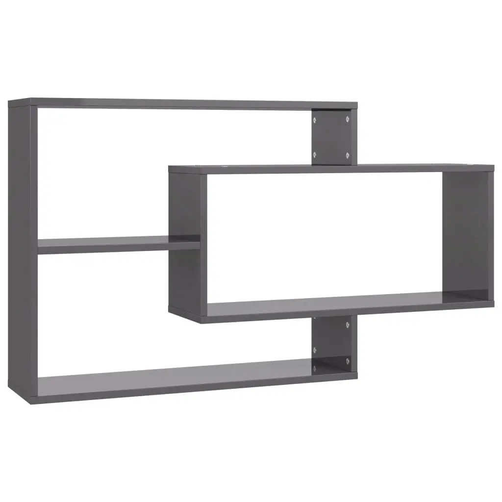 Wall Shelves High Gloss Grey 104x20x58.5 cm Engineered Wood 800332