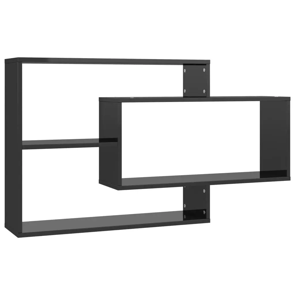 Wall Shelves High Gloss Black 104x20x58.5 cm Engineered Wood 800331