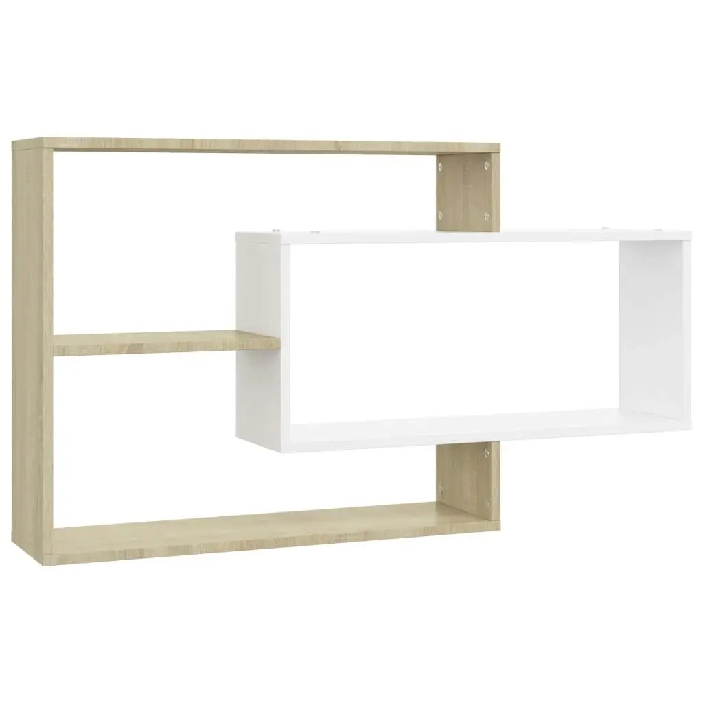 Wall Shelves White and Sonoma Oak 104x20x58.5 cm Engineered Wood 800329