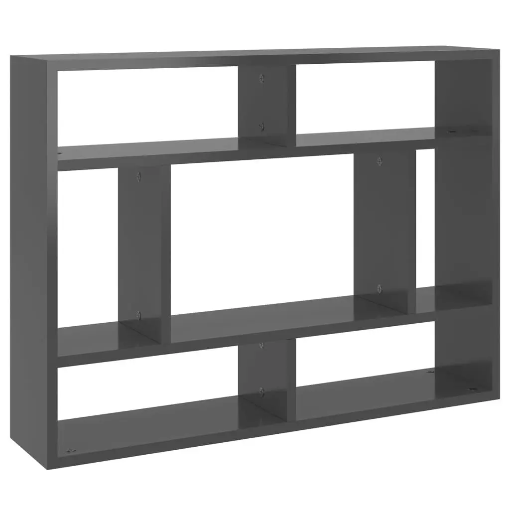 Wall Shelf High Gloss Grey 75x16x55 cm Engineered Wood 803010