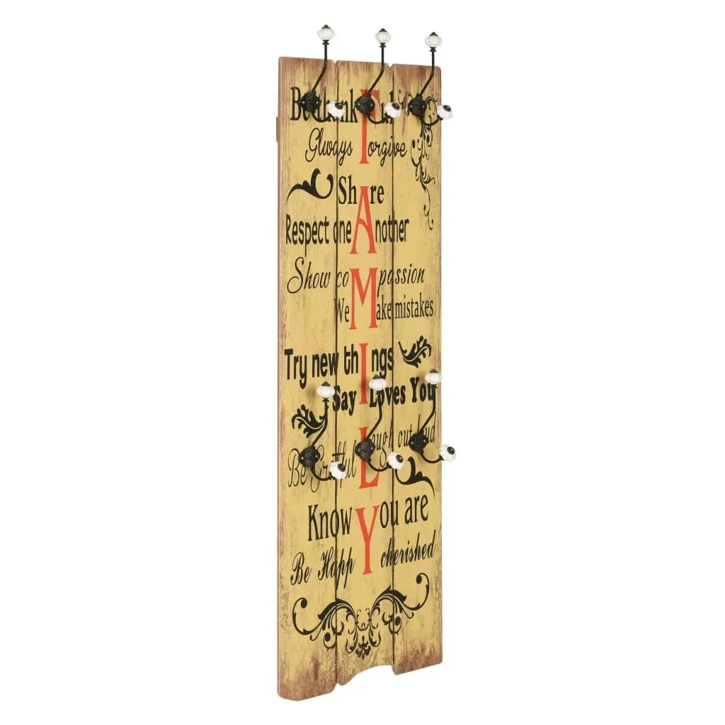 Wall-mounted Coat Rack with 6 Hooks 120x40 cm FAMILY 245856