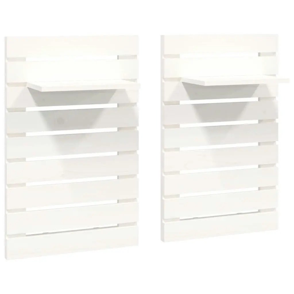 Wall-mounted Bedside Shelves 2 pcs White Solid Wood Pine 824769