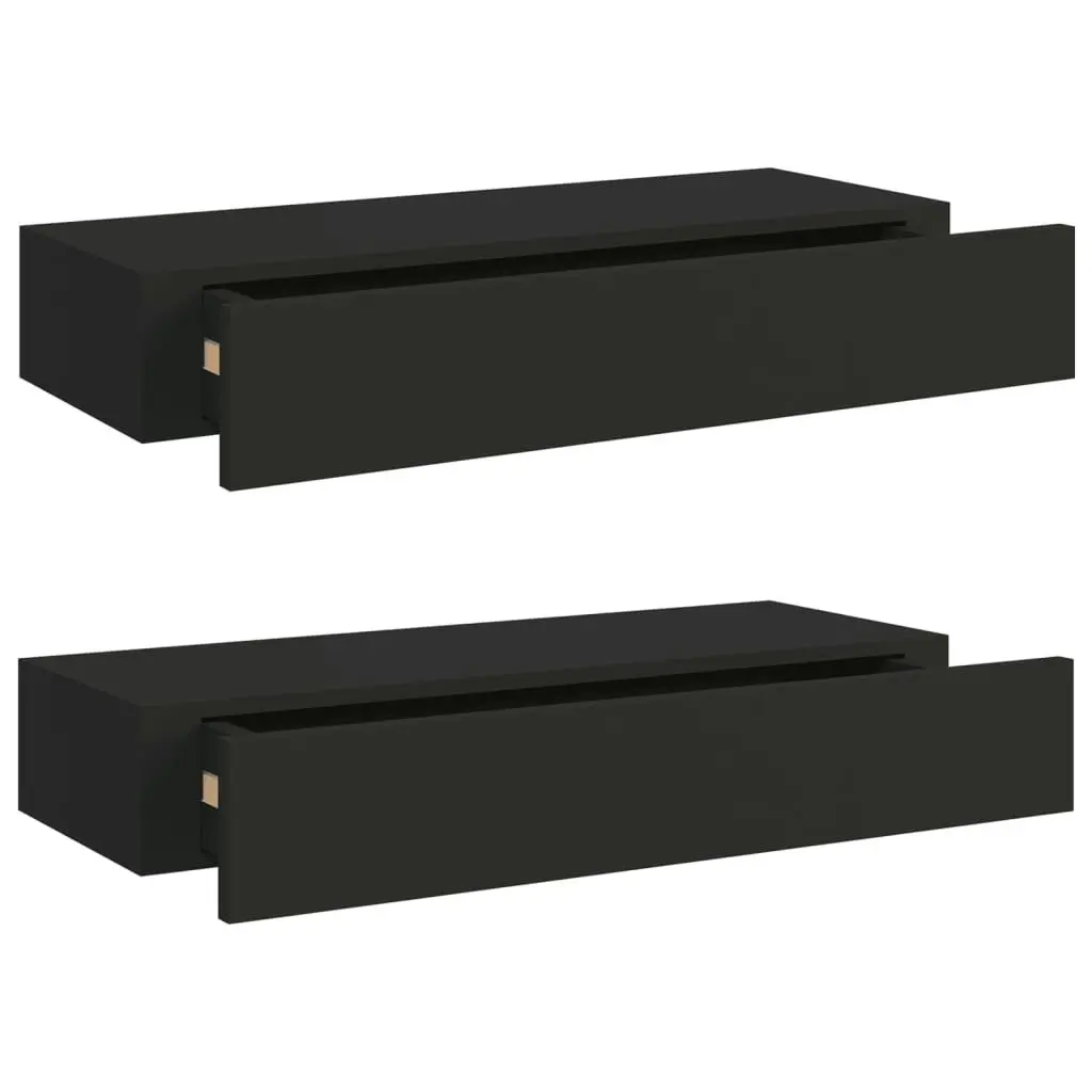 Wall-mounted Drawer Shelves 2 pcs Black 60x23.5x10cm MDF 330258