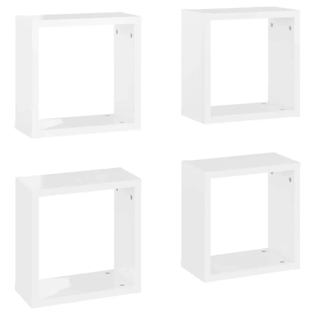 Wall Cube Shelves 4 pcs High Gloss White 30x15x30 cm 807017