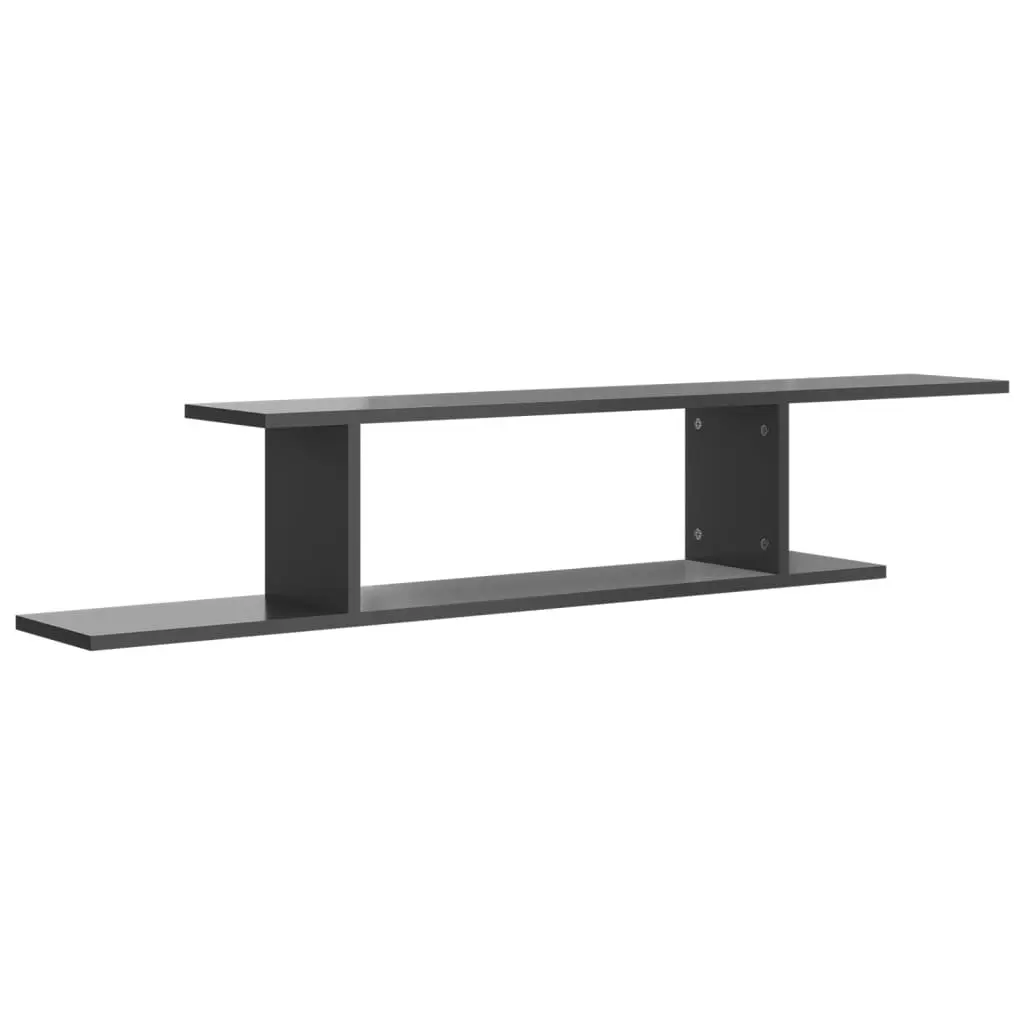 Wall-Mounted TV Shelf High Gloss Grey 125x18x23 cm Engineered Wood 806997