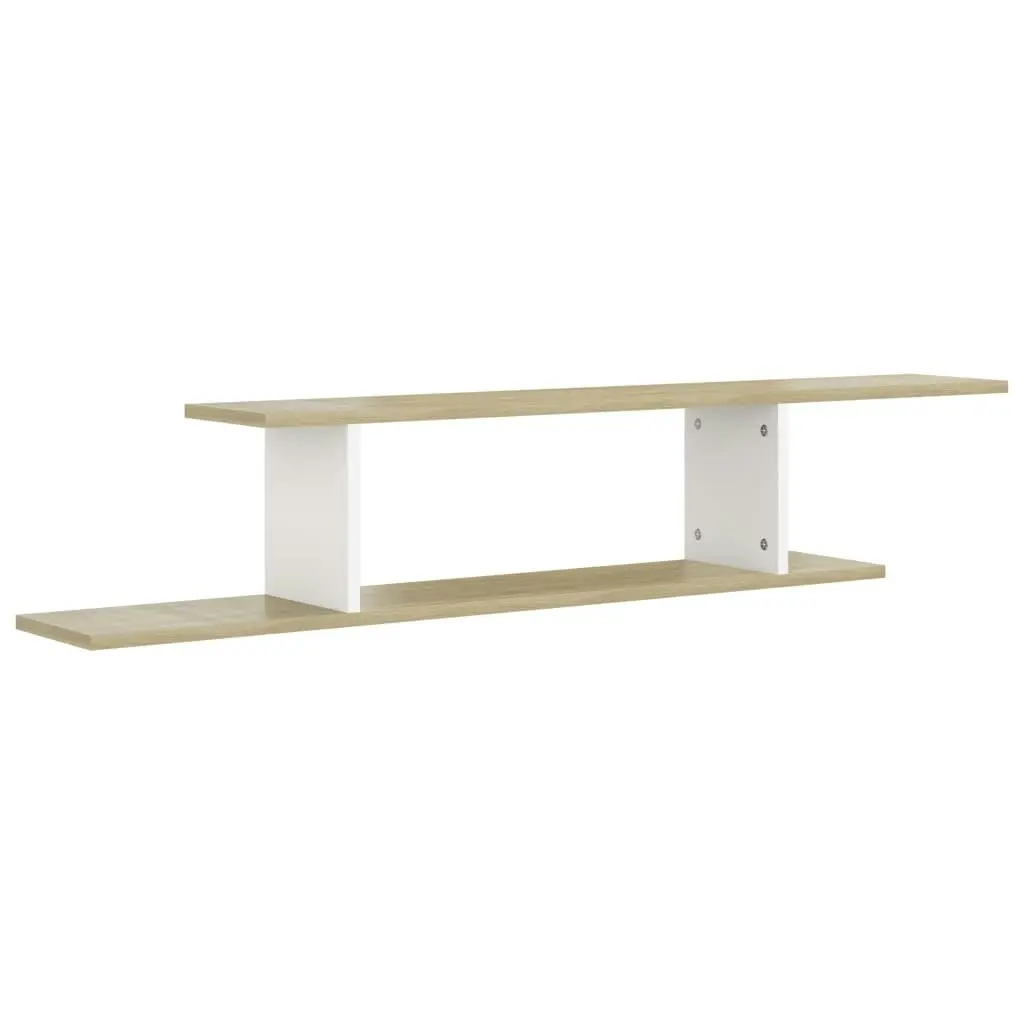 Wall-Mounted TV Shelf White & Sonoma Oak 125x18x23 cm Engineered Wood 806994