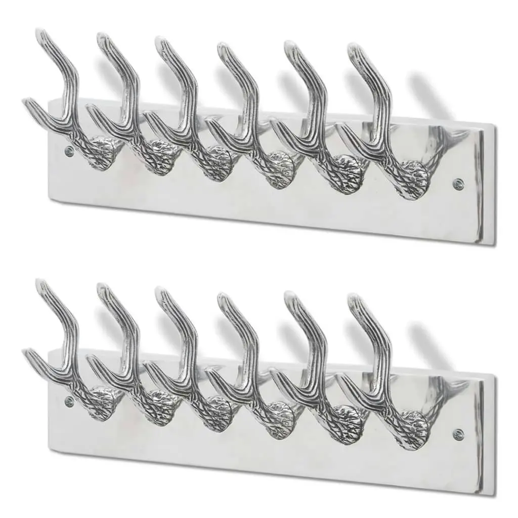 Wardrobe Coat Hooks 2 pcs Silver Aluminium 278752