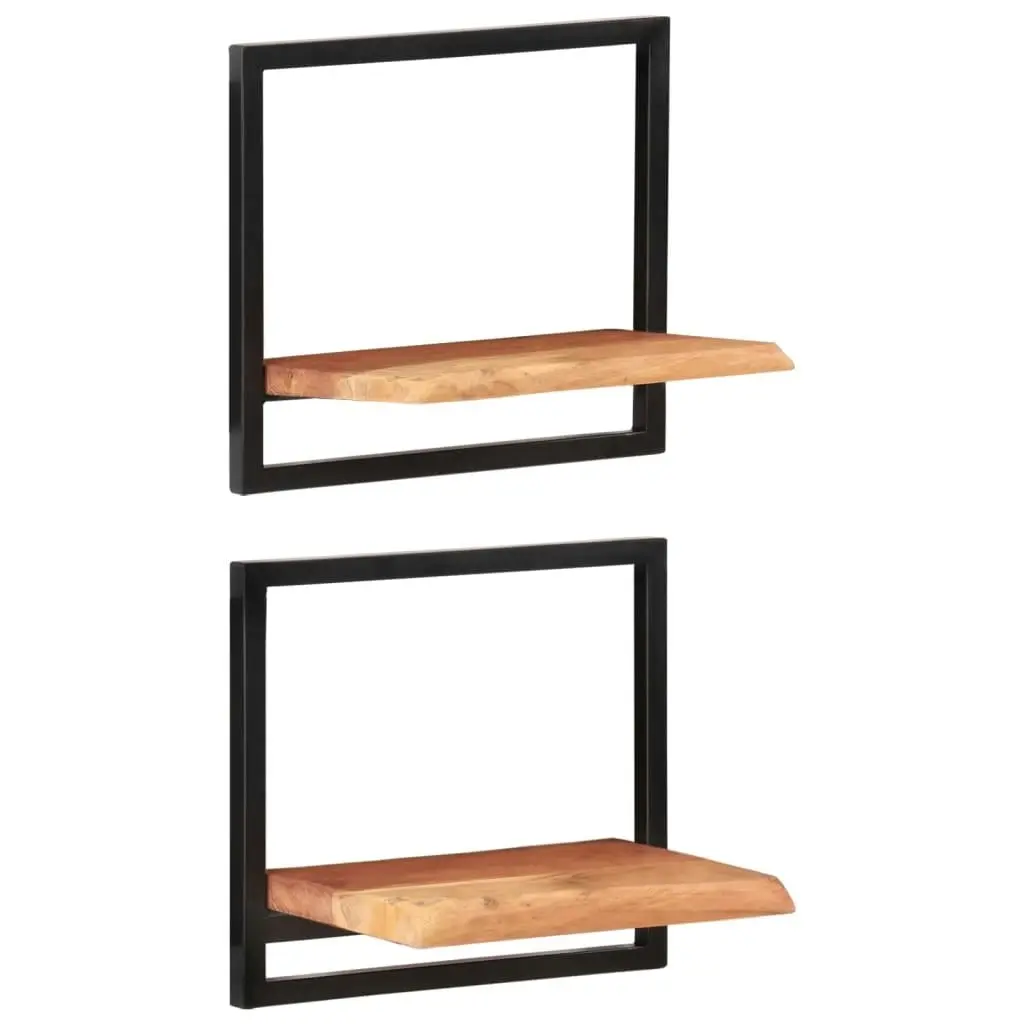 Wall Shelves 2 pcs 40x24x35 cm Solid Wood Acacia and Steel 338460