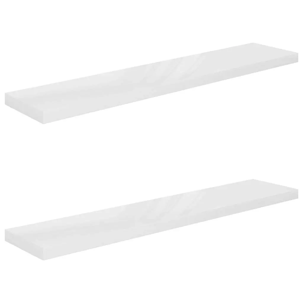 Floating Wall Shelves 2 pcs High Gloss White 120x23.5x3.8 cm MDF 323758