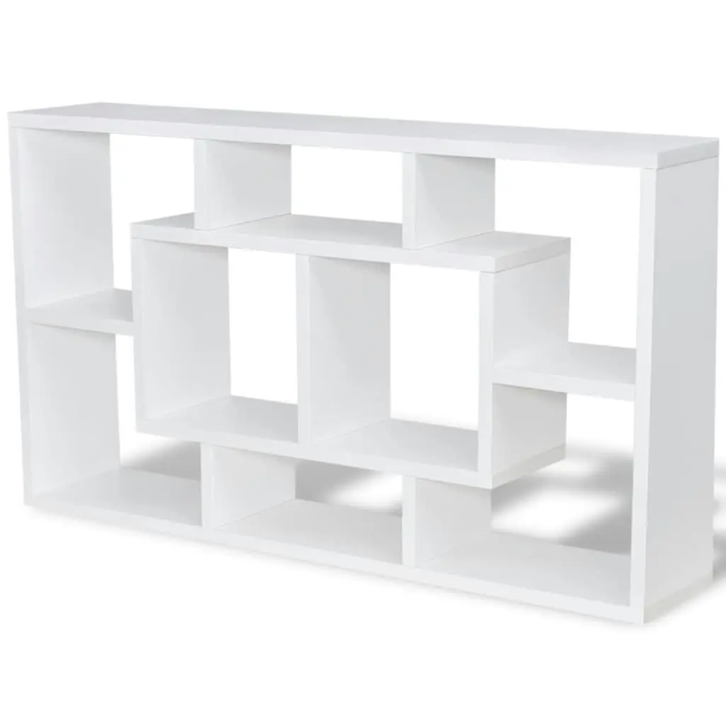 Floating Wall Display Shelf 8 Compartments White 242548