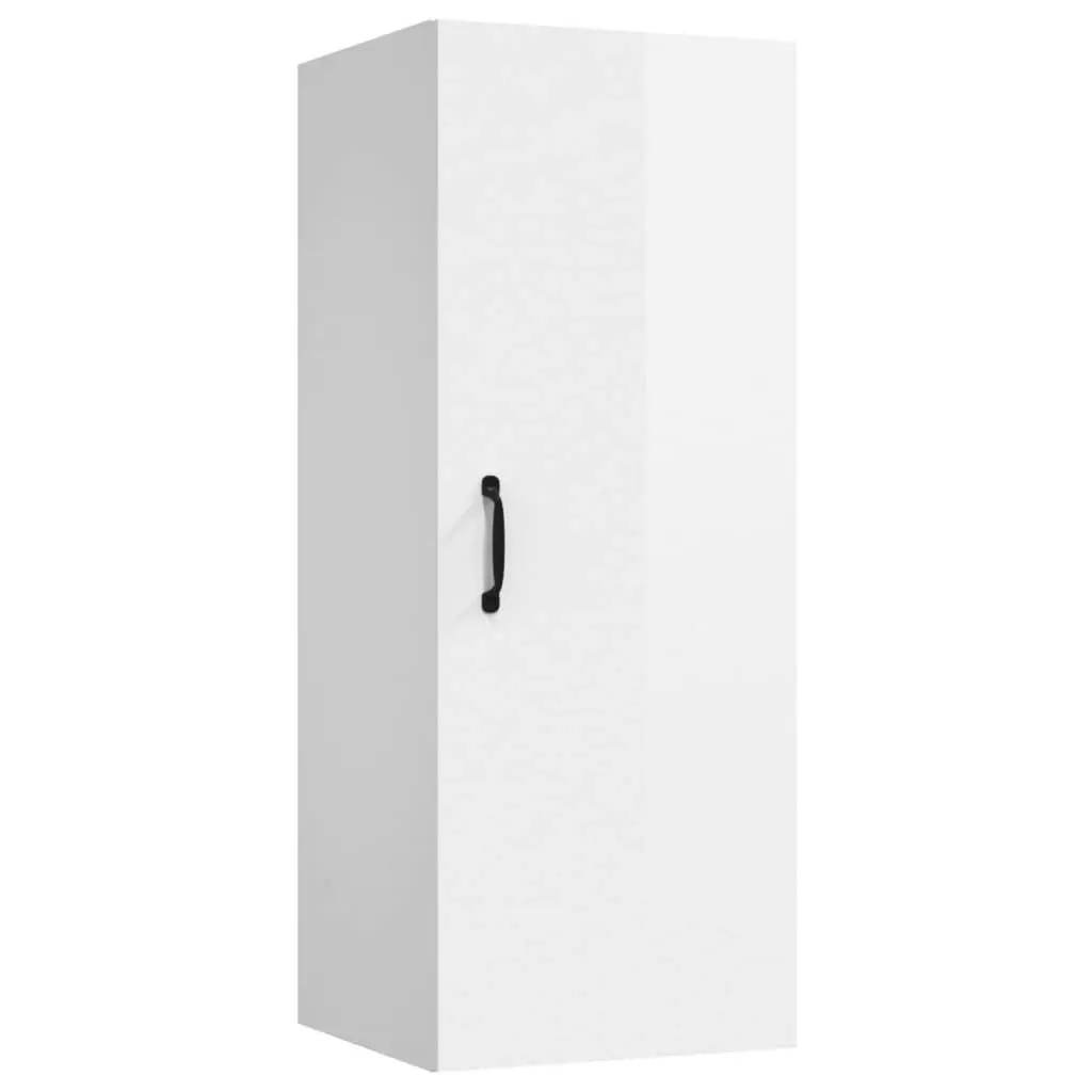 Hanging Wall Cabinet High Gloss White 34.5x34x90 cm Engineered Wood 812444