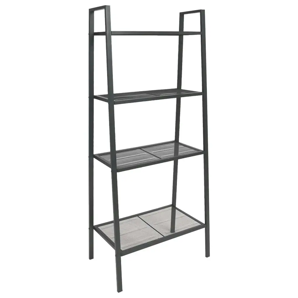 Ladder Bookcase 4 Tiers Metal Anthracite 339607