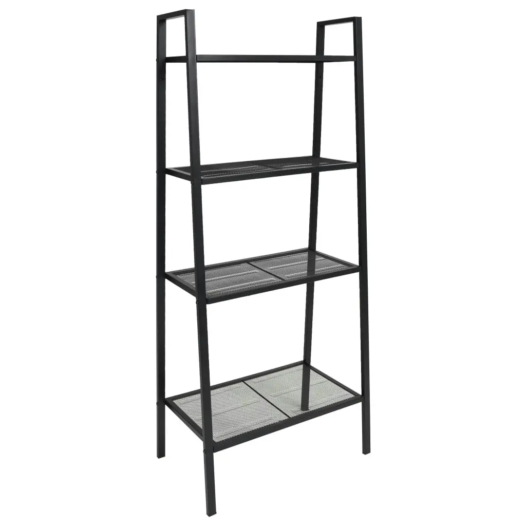 Ladder Bookcase 4 Tiers Metal Black 245972