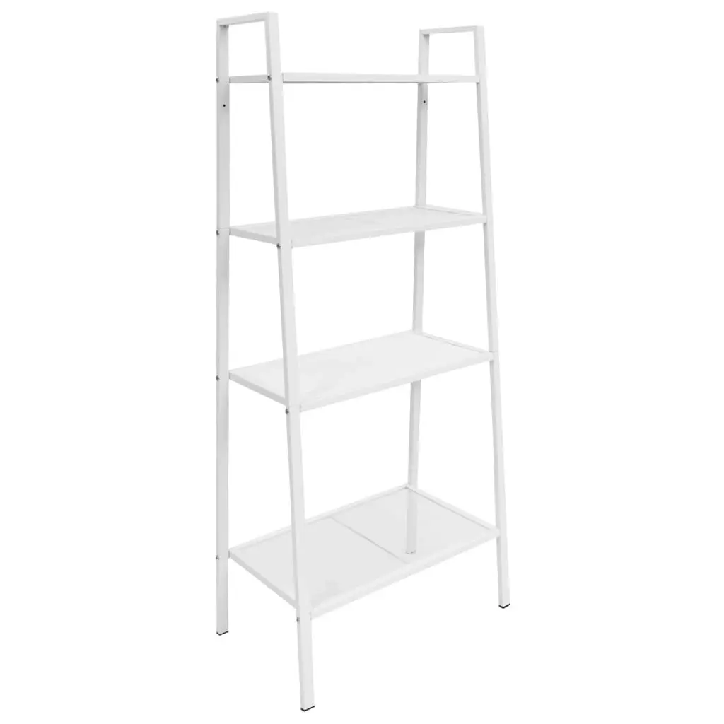 Ladder Bookcase 4 Tiers Metal White 245973