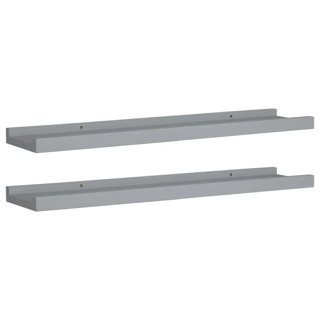 Picture Frame Ledge Shelves 2 pcs Grey 60x9x3 cm MDF 323935