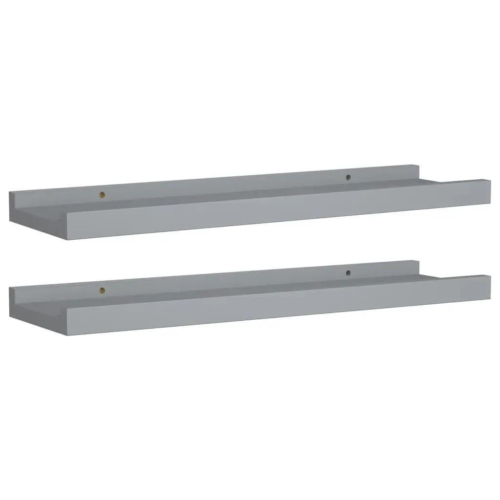 Picture Frame Ledge Shelves 2 pcs Grey 40x9x3 cm MDF 323934