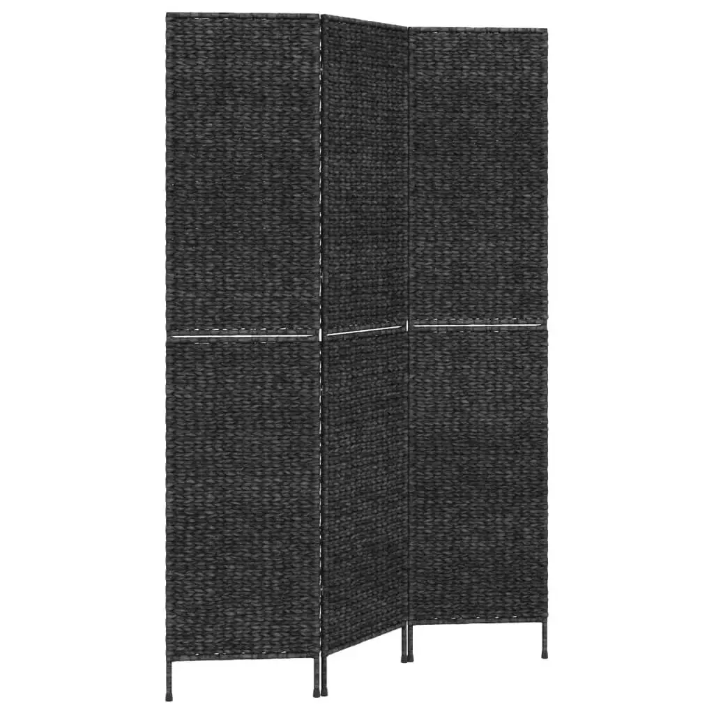 Room Divider 3-Panel Black 122x180 cm Water Hyacinth 355193