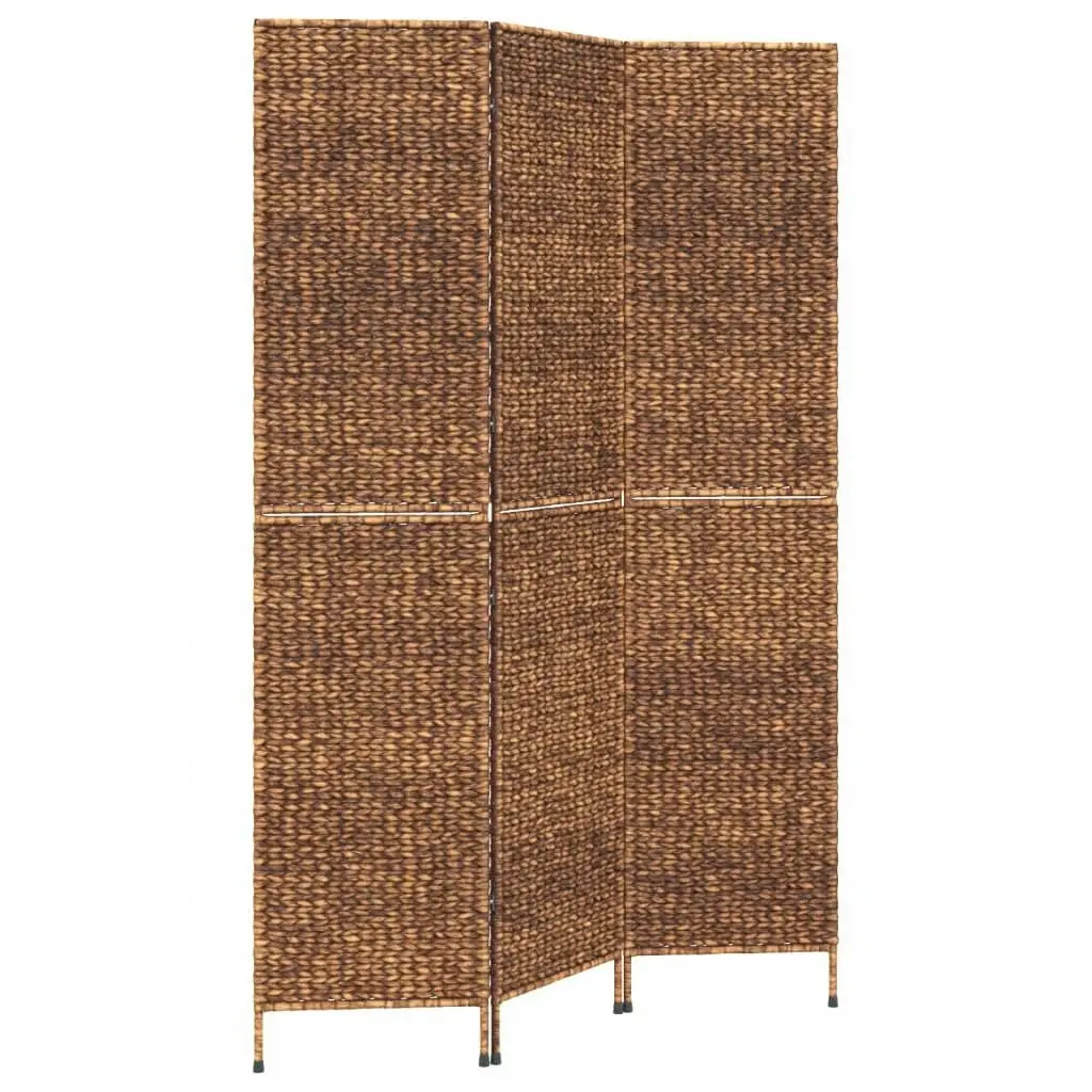 Room Divider 3-Panel Brown 122x180 cm Water Hyacinth 355192