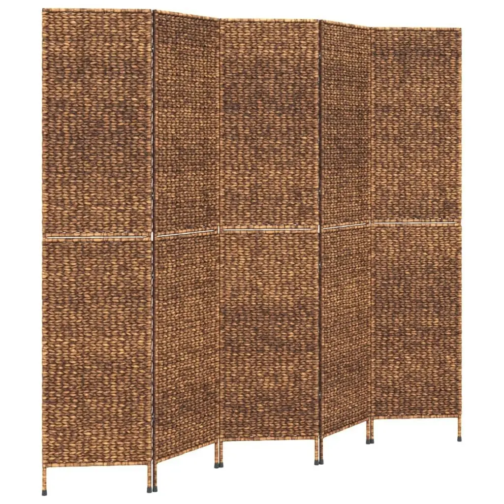 Room Divider 5-Panel Brown 205x180 cm Water Hyacinth 355198