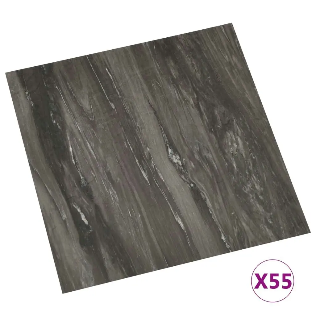 Self-adhesive Flooring Planks 55 pcs PVC 5.11 mÂ² Dark Grey 324665