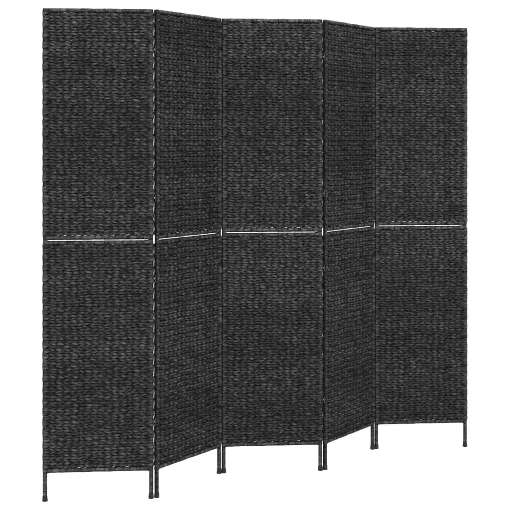 Room Divider 5-Panel Black 205x180 cm Water Hyacinth 355199