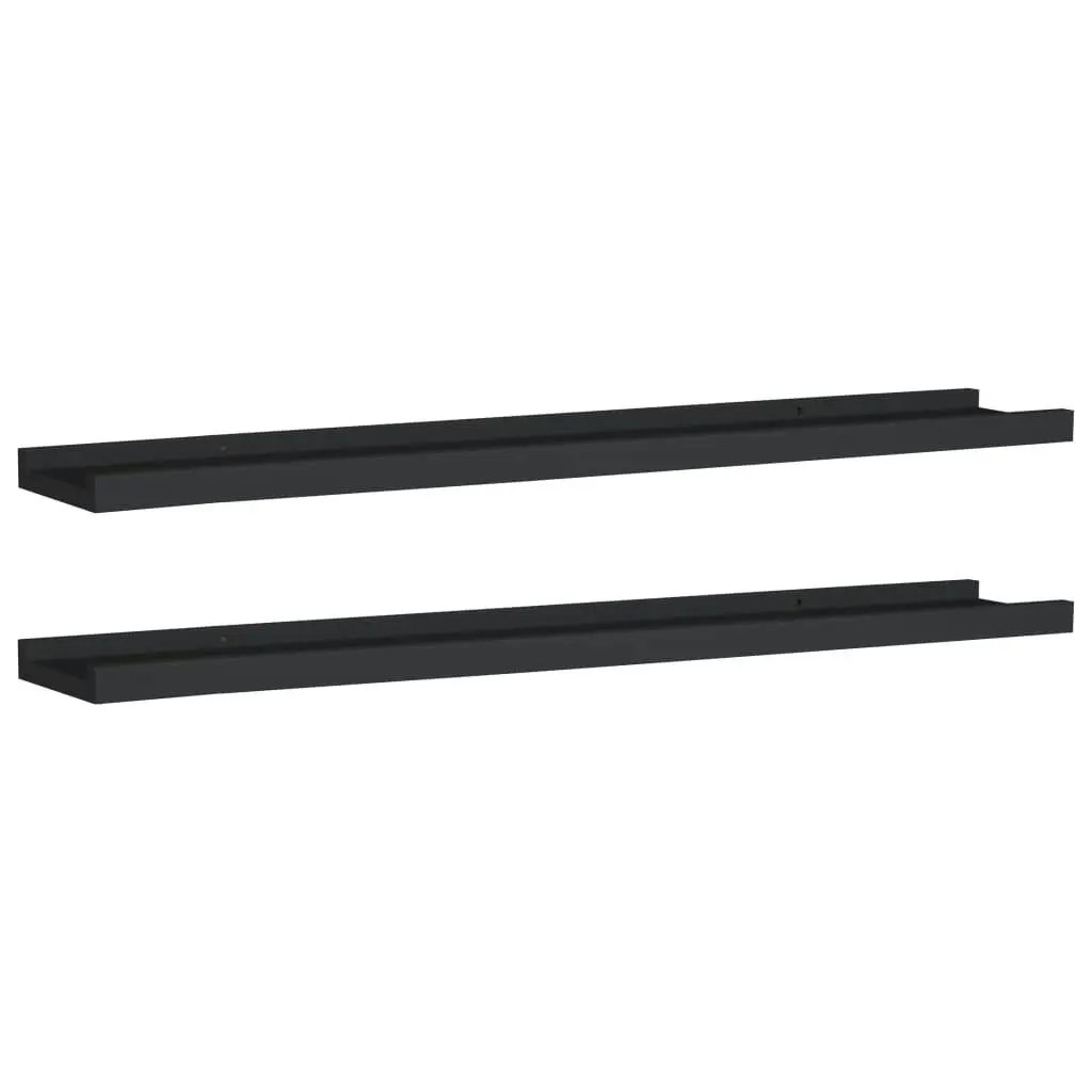 Picture Frame Ledge Shelves 2 pcs Black 80x9x3 cm MDF 323933