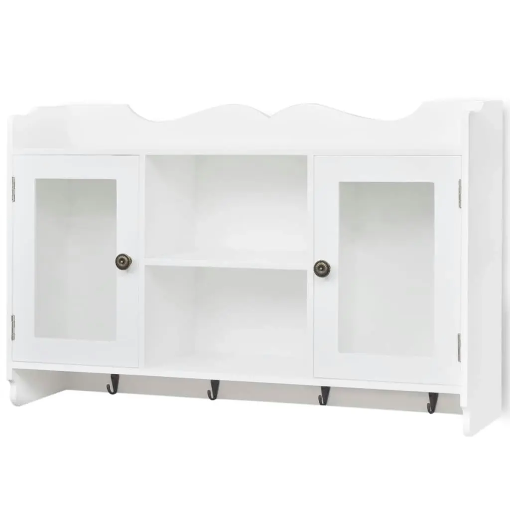 Wall Cabinet Display Shelf Book/DVD/Glass Storage White MDF 242435