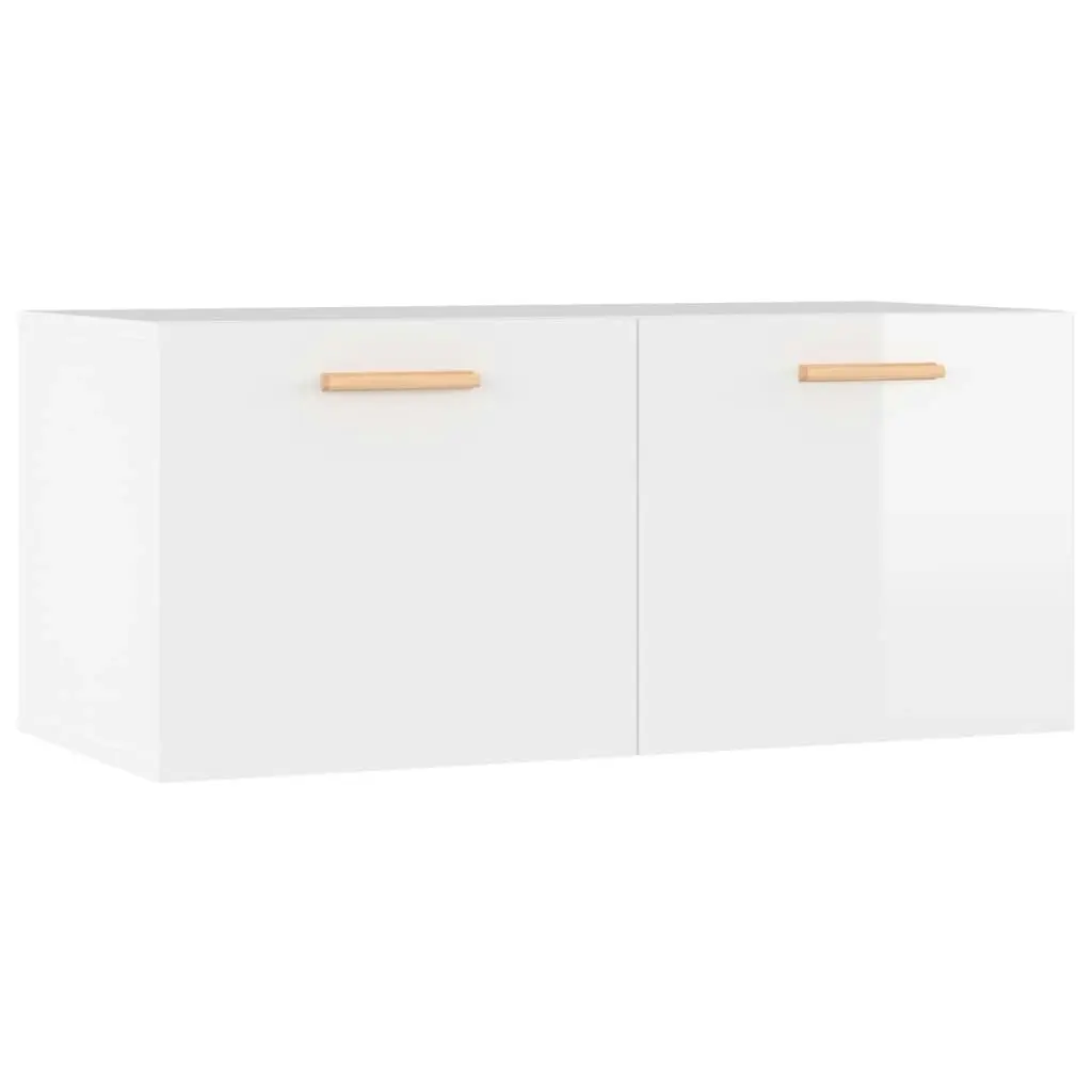 Wall Cabinet High Gloss White 80x35x36.5 cm Engineered Wood 812930