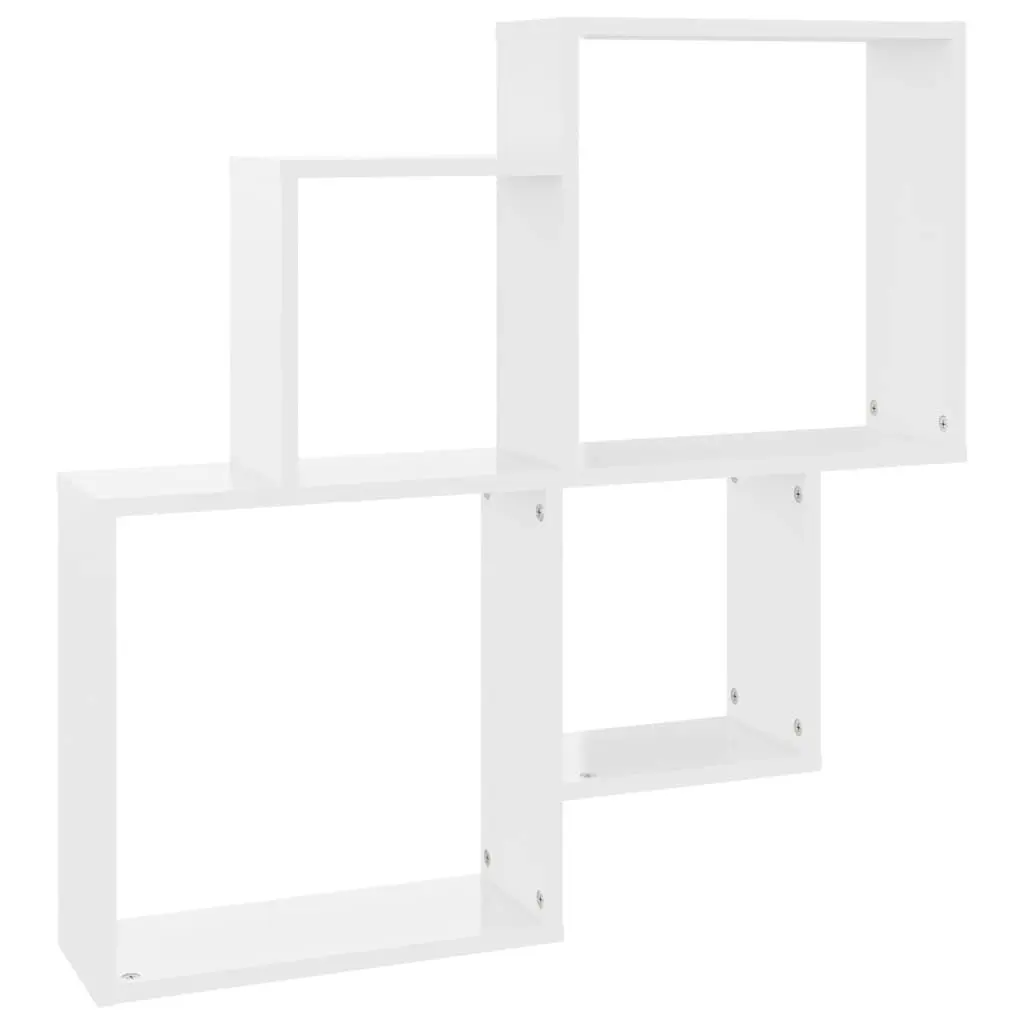 Wall Cube Shelf High Gloss White 80x15x78.5 cm Engineered Wood 807265