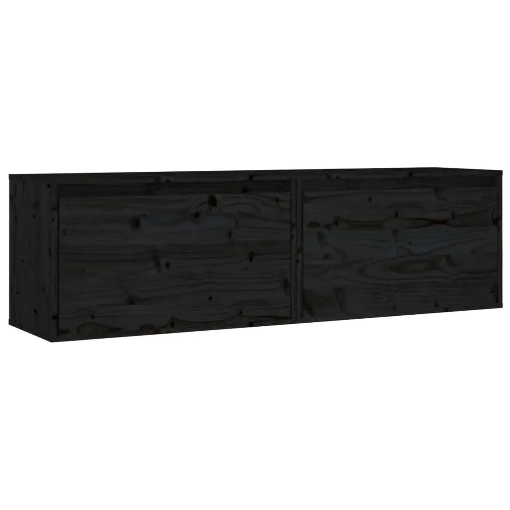 Wall Cabinets 2 pcs Black 60x30x35 cm Solid Wood Pine 813454