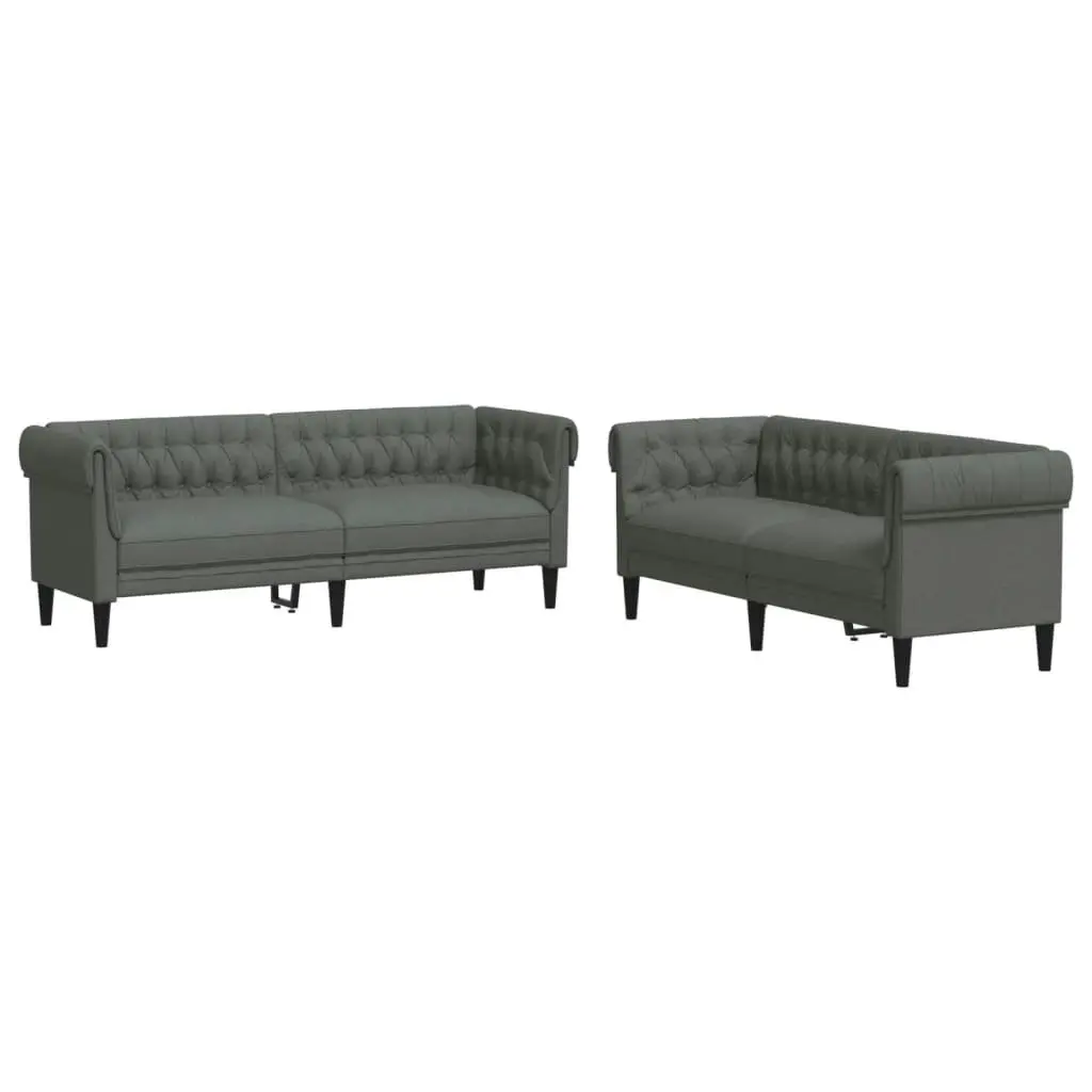 2 Piece Sofa Set Dark Grey Fabric 3209201