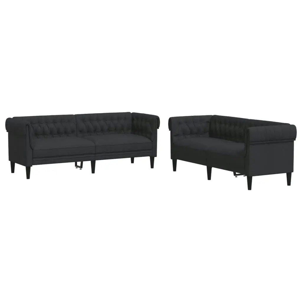 2 Piece Sofa Set Black Fabric 3209202