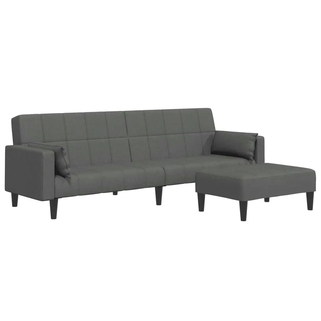 2-Seater Sofa Bed with Footstool Dark Grey Fabric 3258124