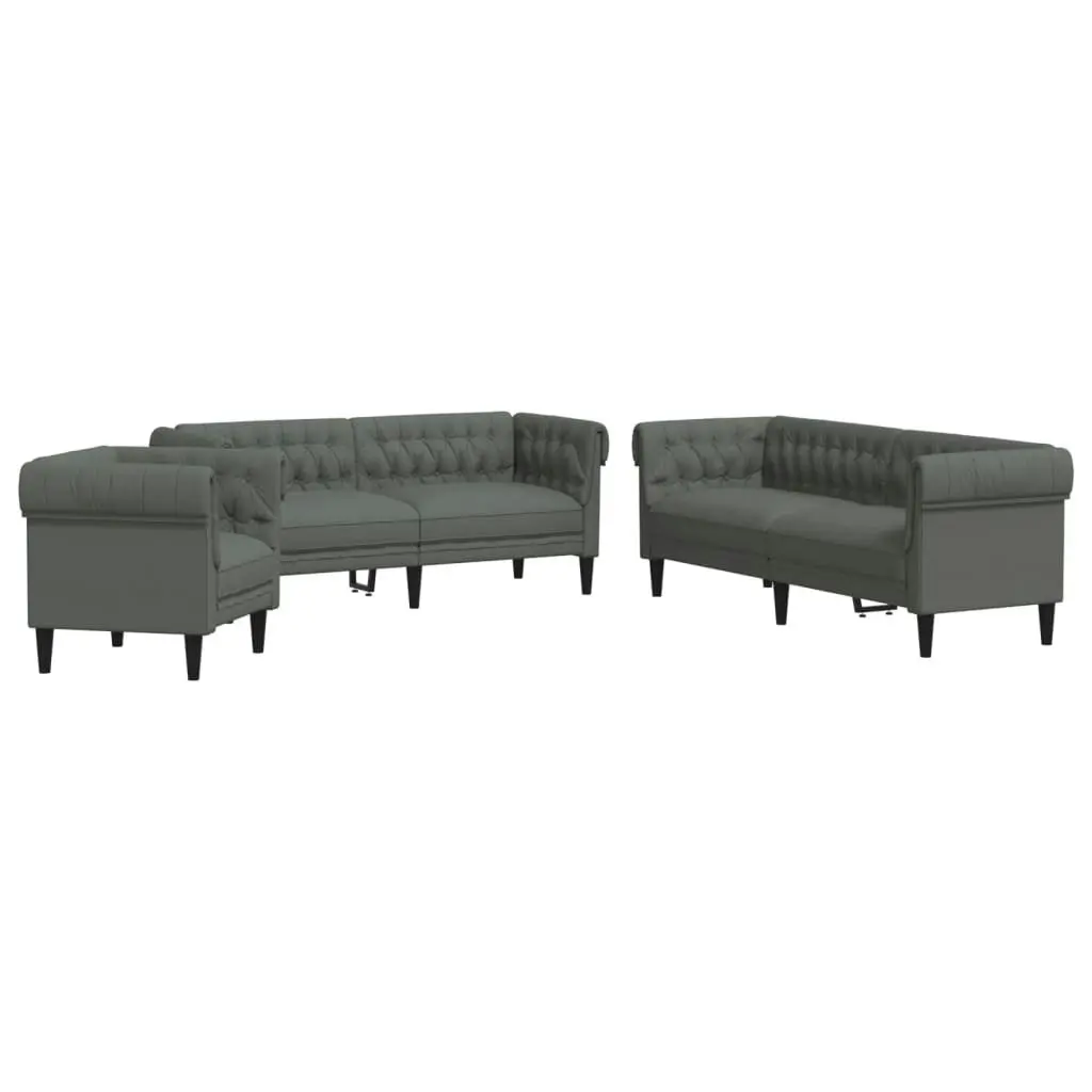 3 Piece Sofa Set Dark Grey Fabric 3209192