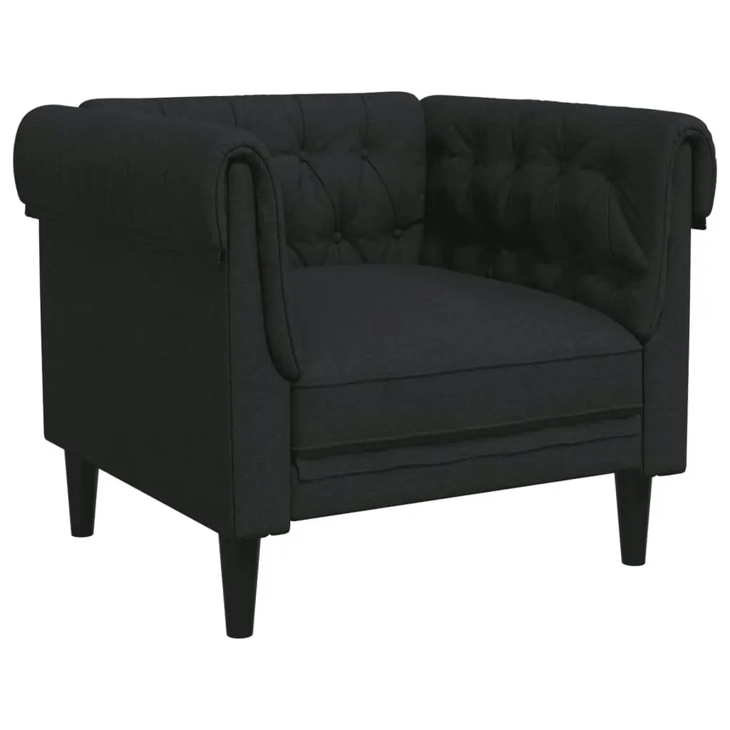 Chesterfield Sofa Chair Black Fabric 372540