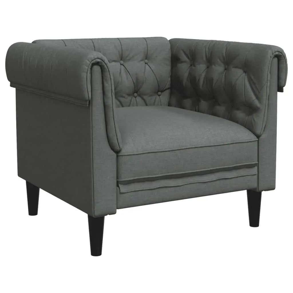 Chesterfield Sofa Chair Dark Grey Fabric 372539