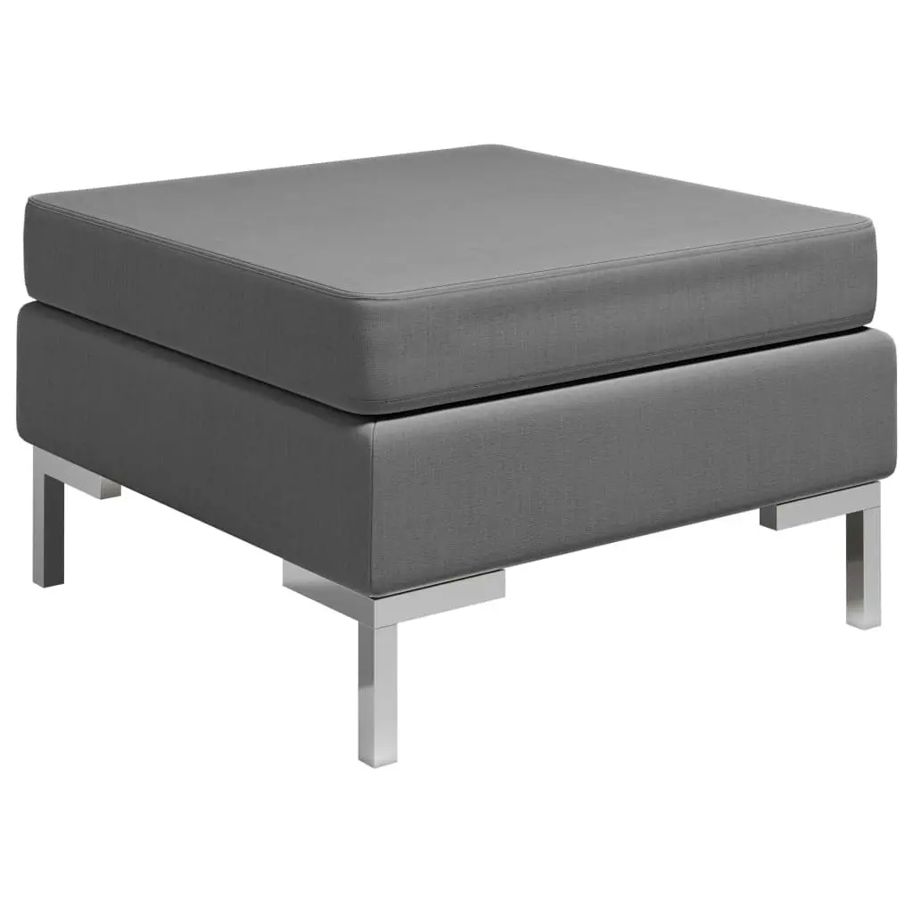 Sectional Footrest with Cushion Farbic Dark Grey 286991