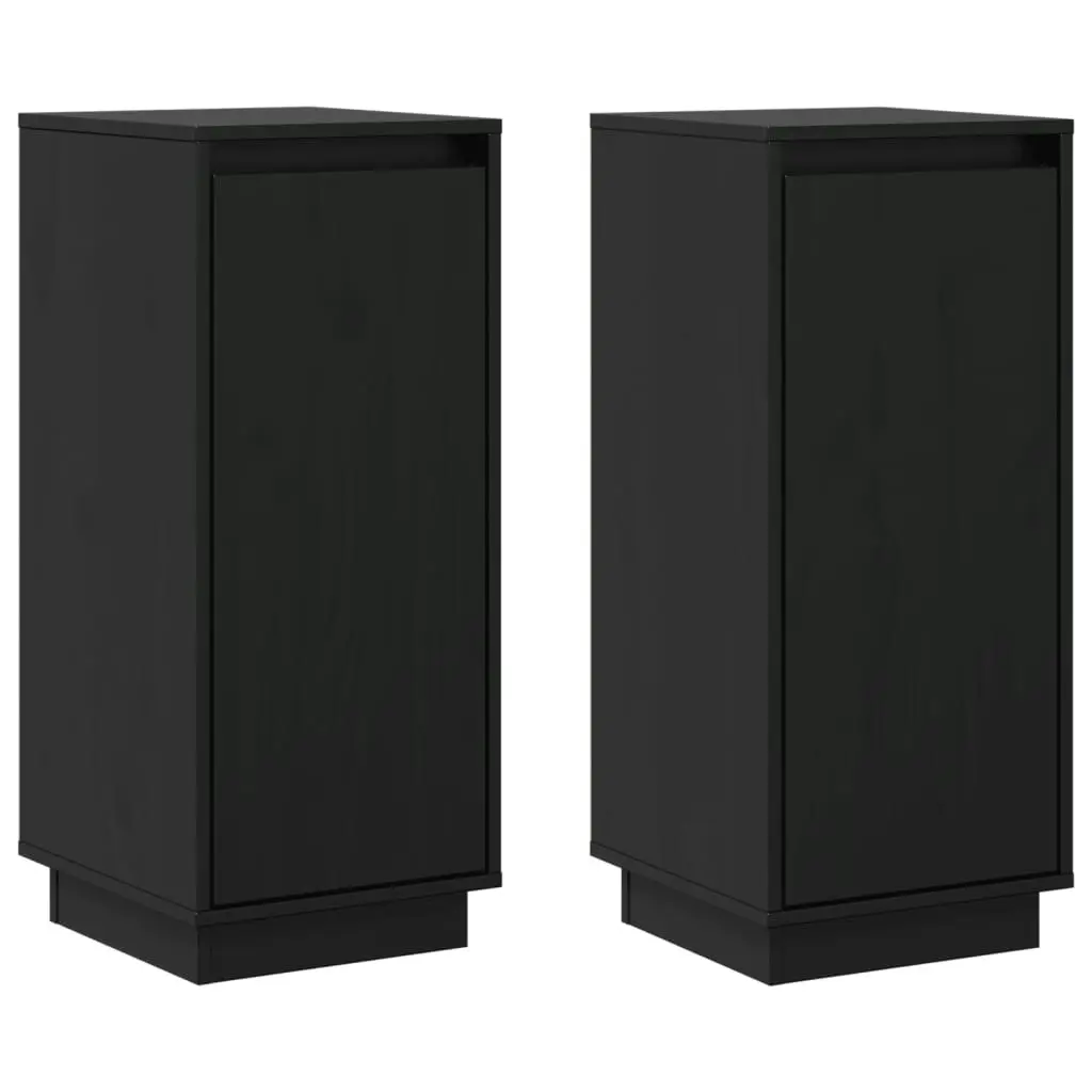 Sideboards 2 pcs Black 31.5x34x75 cm Solid Wood Pine 813359