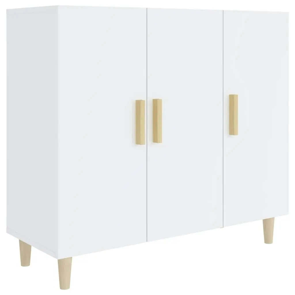 Sideboard High Gloss White 90x34x80 cm Engineered Wood 812498