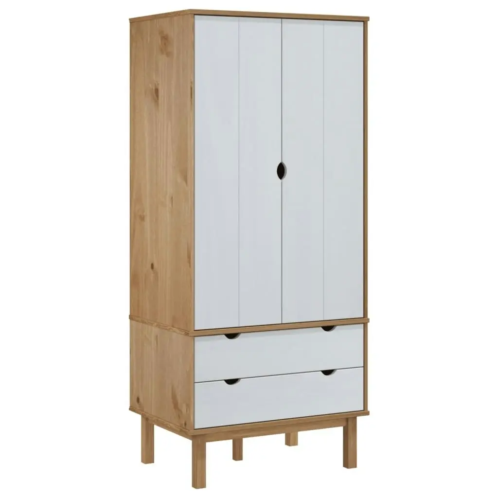 Wardrobe OTTA Brown and White 76.5x53x172 cm Solid Wood Pine 348590