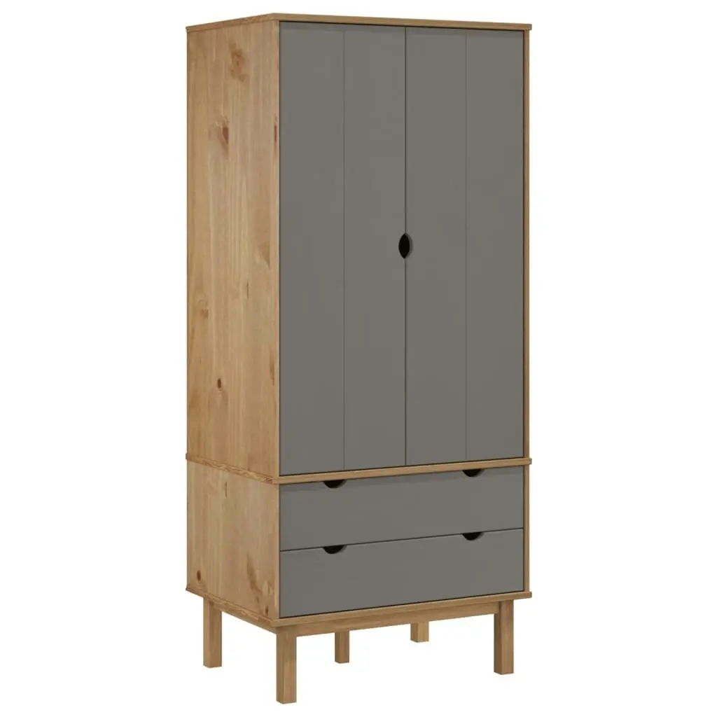 Wardrobe OTTA Brown and Grey 76.5x53x172 cm Solid Wood Pine 348589