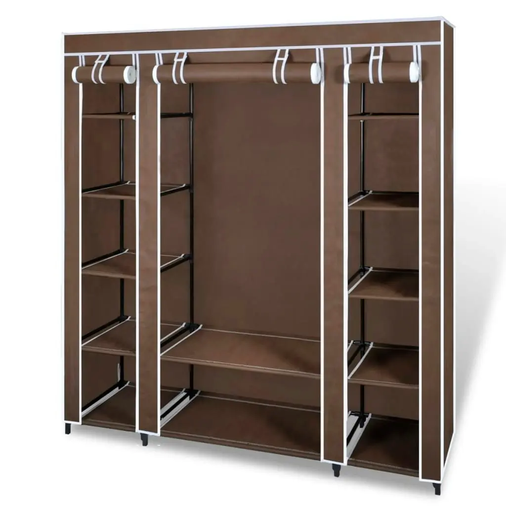 Wardrobe with Compartments and Rods 45x150x176 cm Brown Fabric 240496