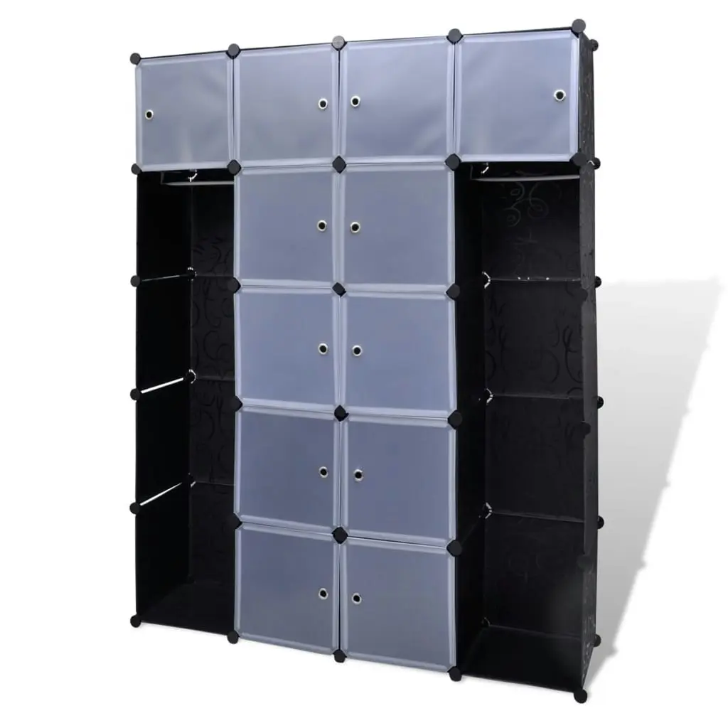 Modular Cabinet 14 Compartments Black and White 37x146x180.5 cm 240499