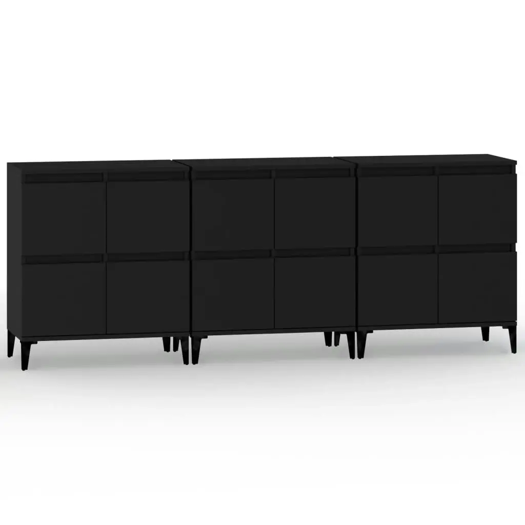 Sideboards 3 pcs Black 60x35x70 cm Engineered Wood 3185776