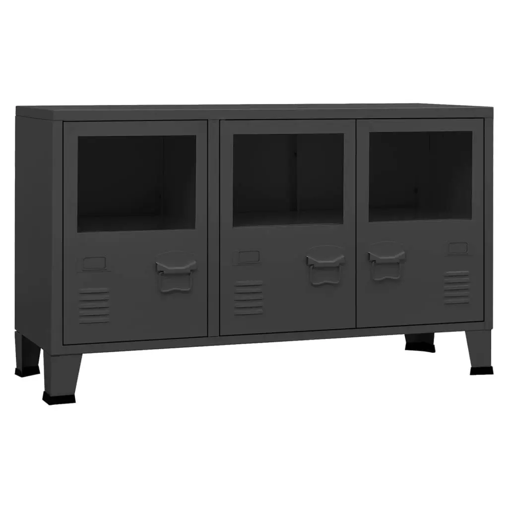 Industrial Sideboard Anthracite 105x35x62 cm Metal and Glass 339610