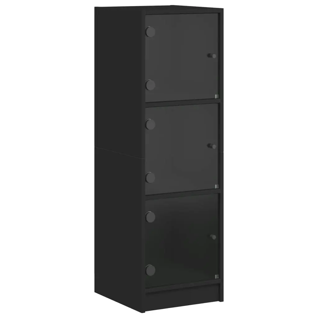 Highboard with Glass Doors Black 35x37x109 cm 836386