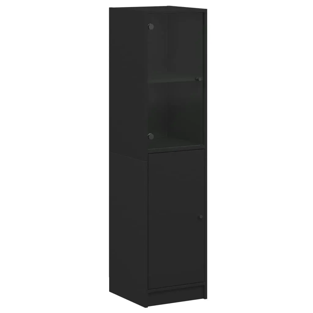 Highboard with Glass Door Black 35x37x142 cm 836442