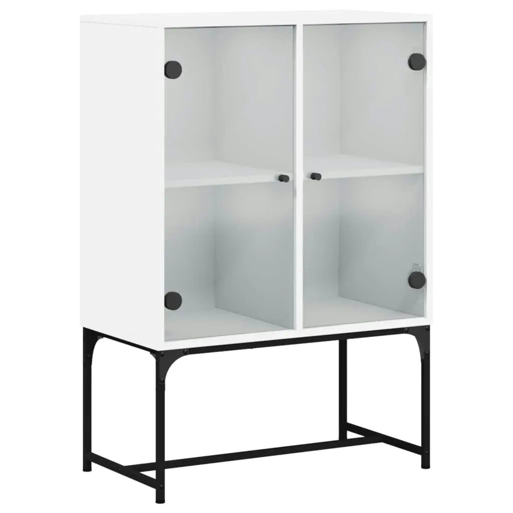 Side Cabinet with Glass Doors White 69x37x100 cm 836546